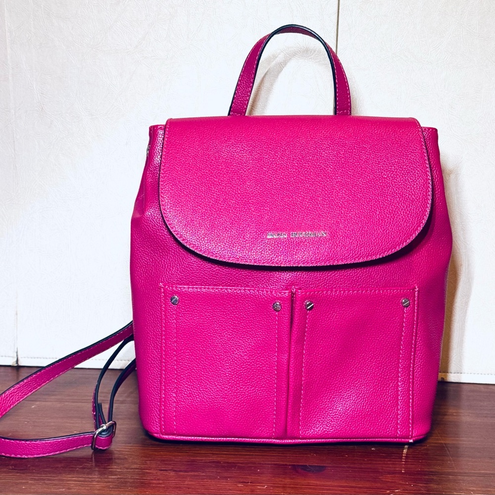 Dana Buchman Fuchsia Pink Textured Leather Backpack NWOT